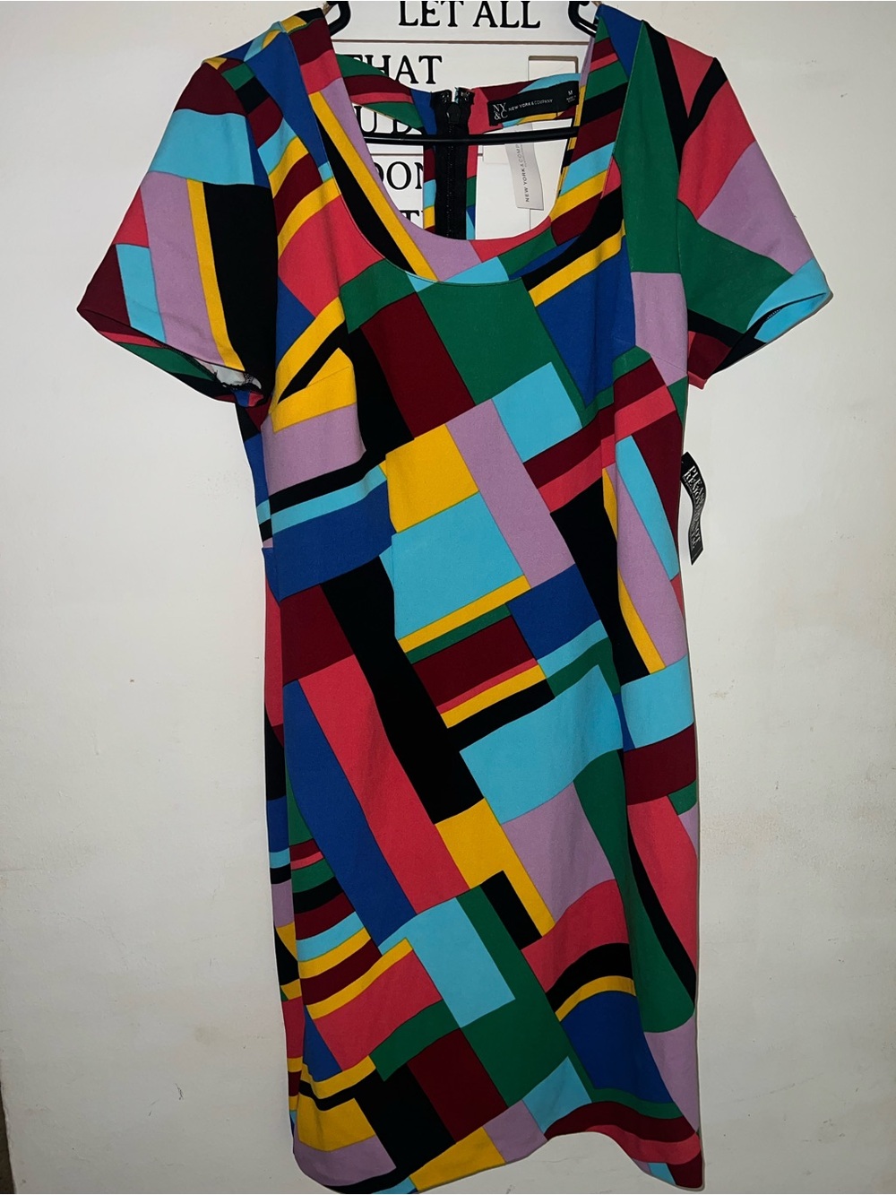 New York & Company Multicolor Geometric Midi Dress